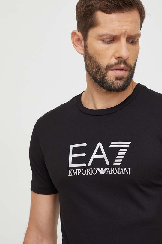 Хлопковая футболка EA7 Emporio Armani, черный