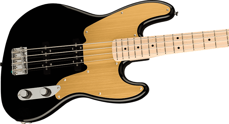 Squier Paranormal Jazz Bass '54 Кленовый гриф, золотая анодированная накладка, черный Paranormal Jazz Bass '54 Maple Fingerboard Gold Anodized Pickguard Black