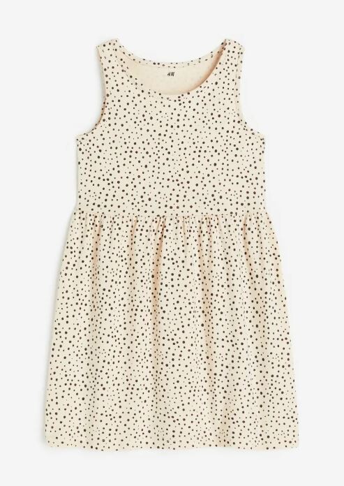 

Платье с принтом горошек хлопок H&M Polka Dots With Print Cotton, бежевый