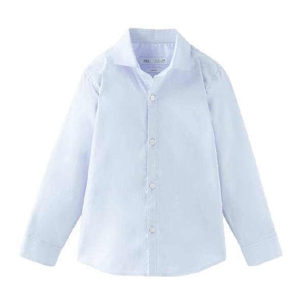 

Рубашка Zara Kids Slim Fit Textured Weave, голубой