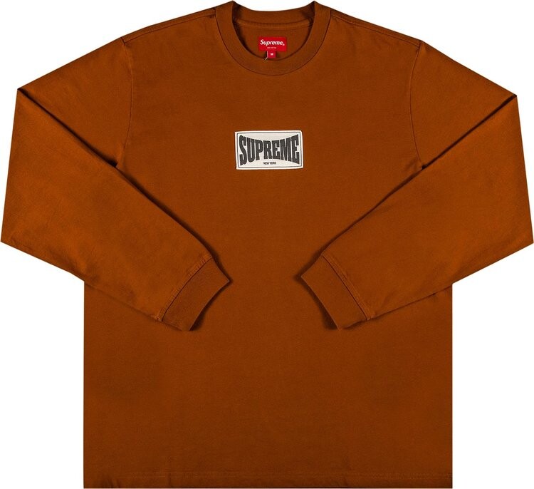 

Лонгслив Supreme Woven Label Long-Sleeve Top 'Rust', коричневый