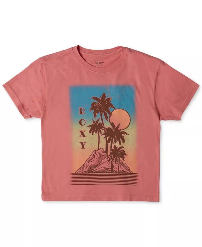 

Хлопковая футболка с рисунком Palm Springs для больших девочек Roxy, розовый
