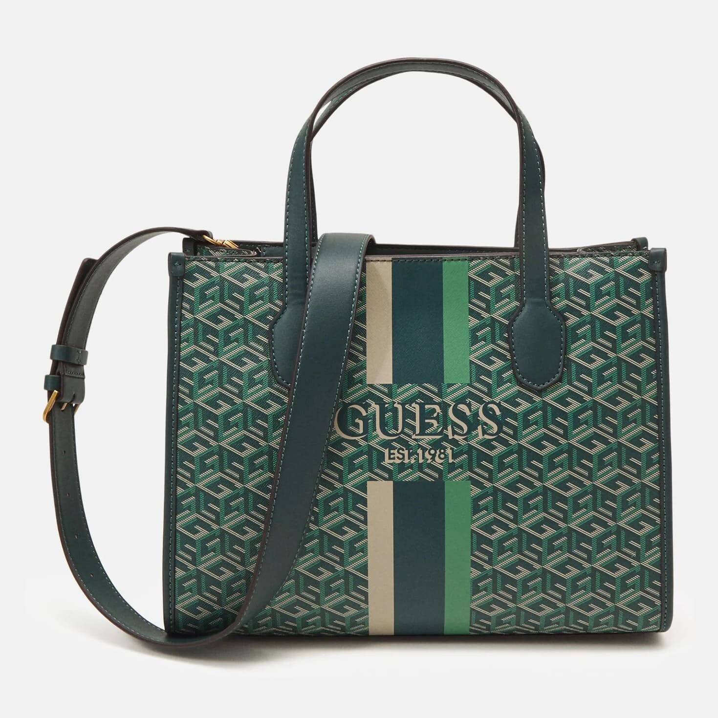 

Сумка-тоут Guess Silvana G Cube Logo, темно-зеленый