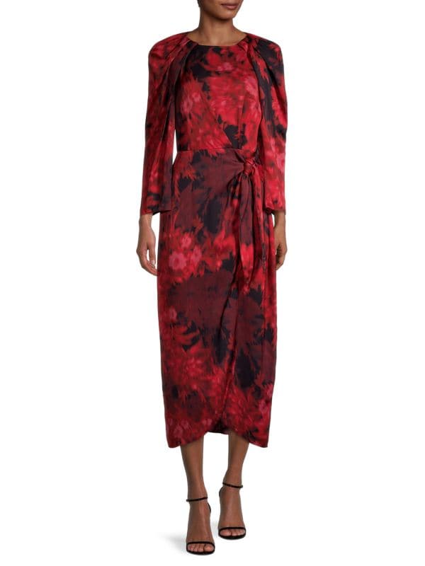 Платье Halsey Kobi Halperin миди с цветочным принтом, красный/черный