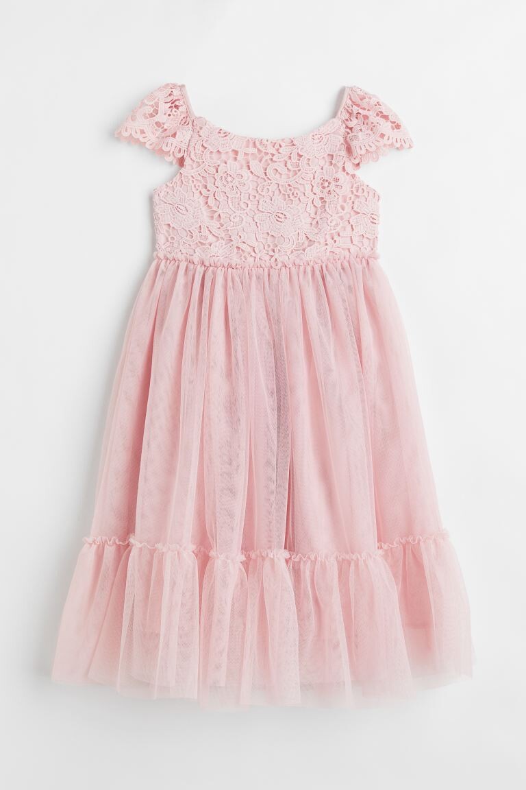 

Платье с фатином и кружевом H&M, светло-розовый