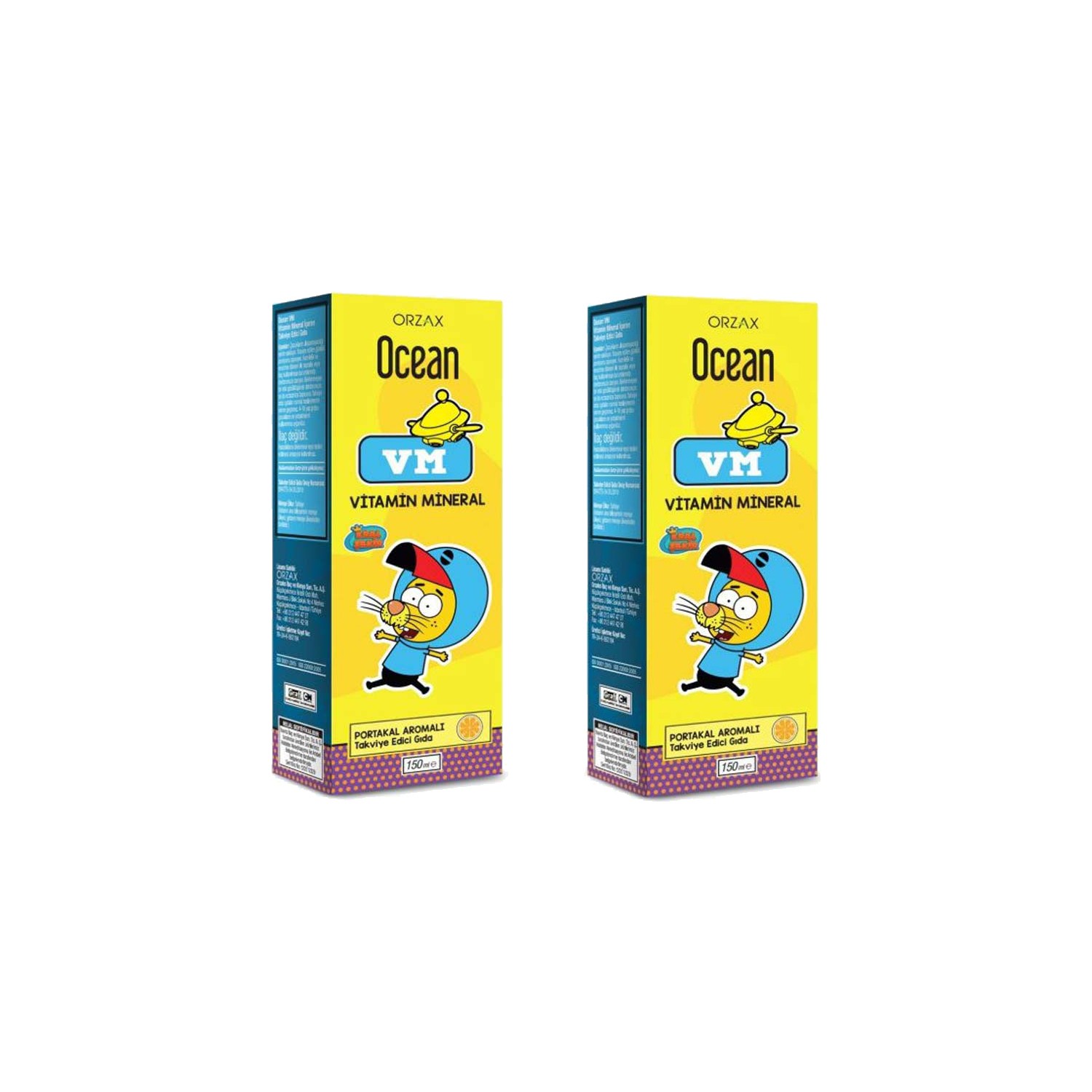 цена Витаминно-минеральный сироп Ocean Vm со вкусом апельсина, 2 упаковки по 150 мл