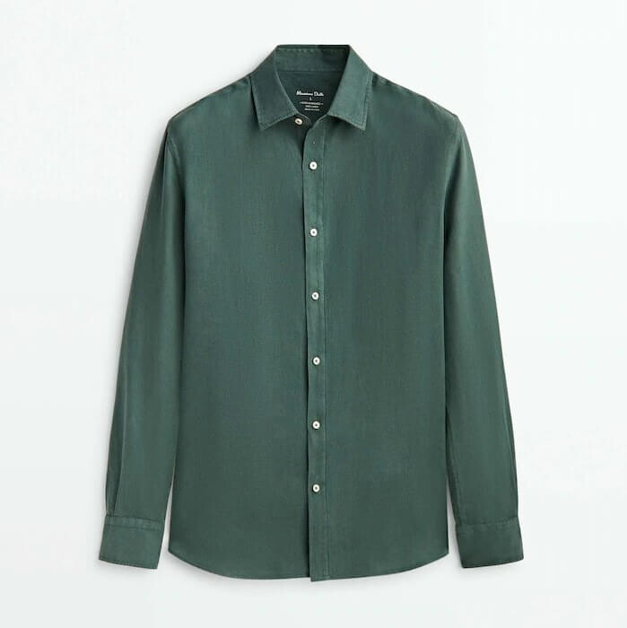 

Рубашка Massimo Dutti 100% Linen Slim-Fit, темно-зеленый