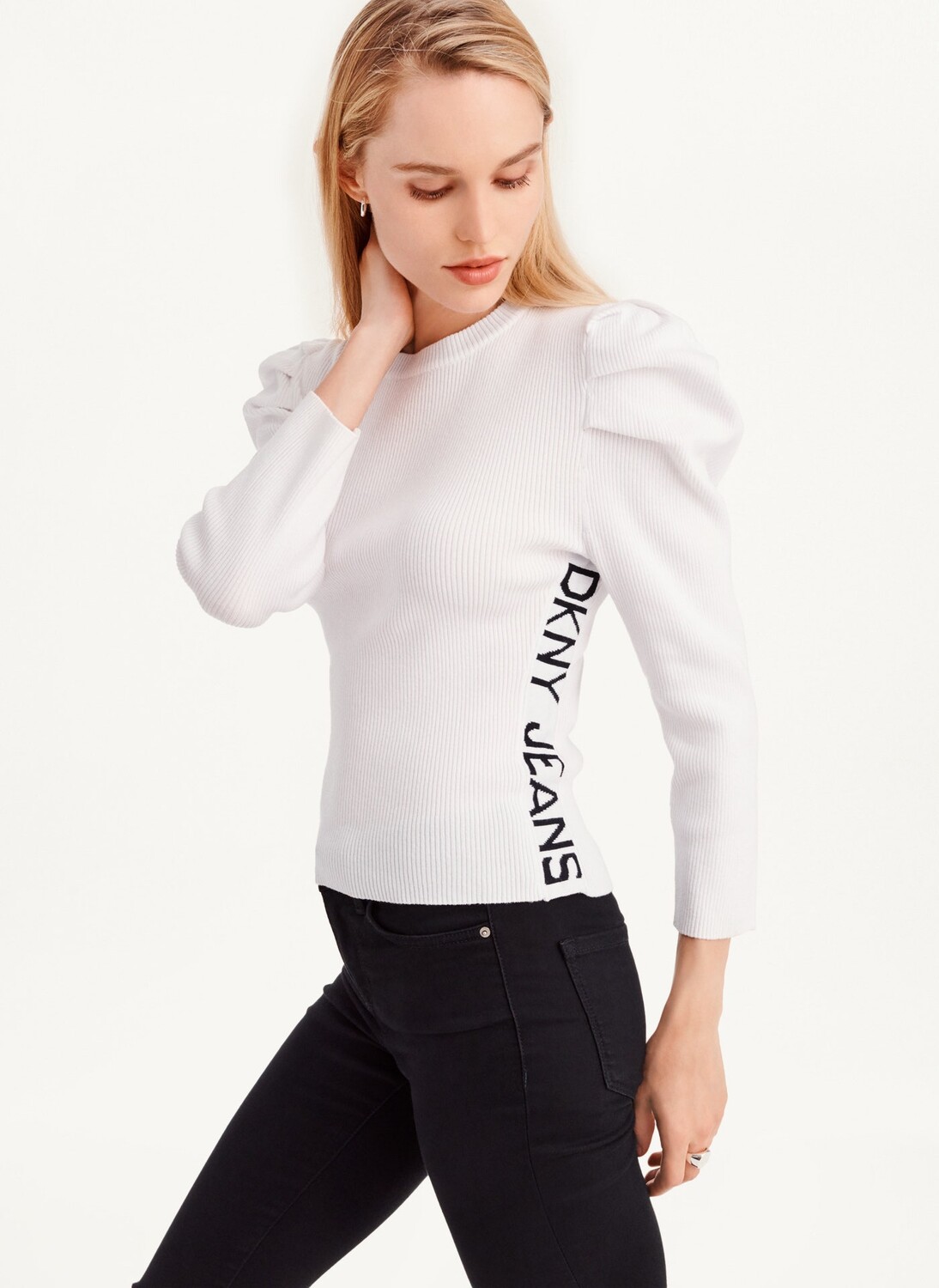 

Свитер с пышными рукавами DKNY, Черный