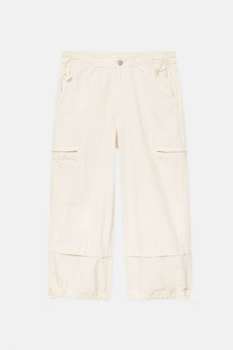 

Брюки-капри Pull&Bear Capri Parachute, песочный, Бежевый