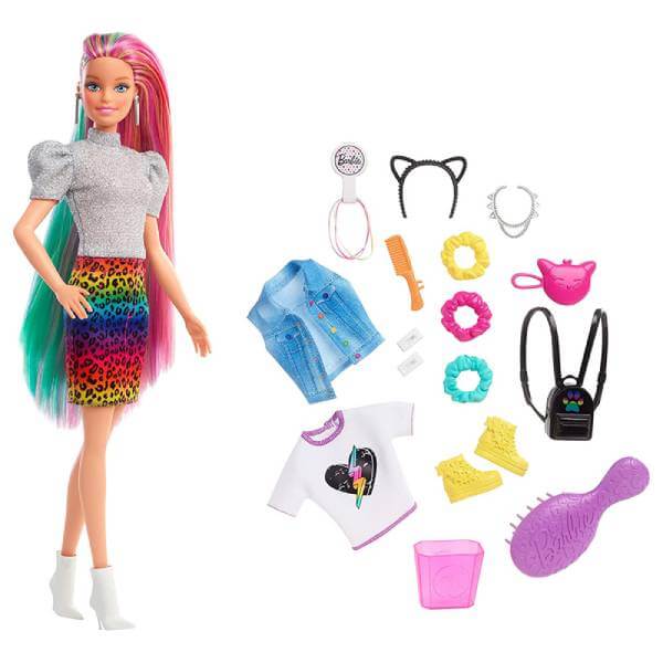 Кукла Barbie Leopard Rainbow Blonde Hair Doll белозерская м каталог модных причесок