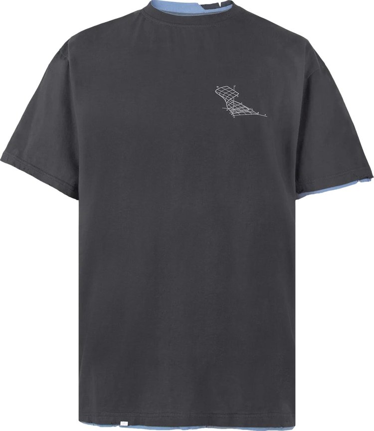 Футболка C2H4 Matrix Of Consciousness Printed Distressed Layered T-Shirt 'Dark Grey', серый