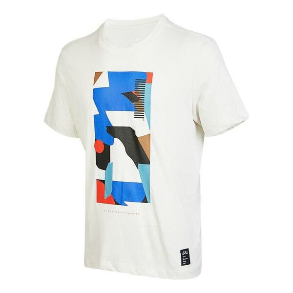

Футболка Men's Nike Pattern Printing Round Neck Pullover Sports Short Sleeve Phantom White Gray T-Shirt, Белый