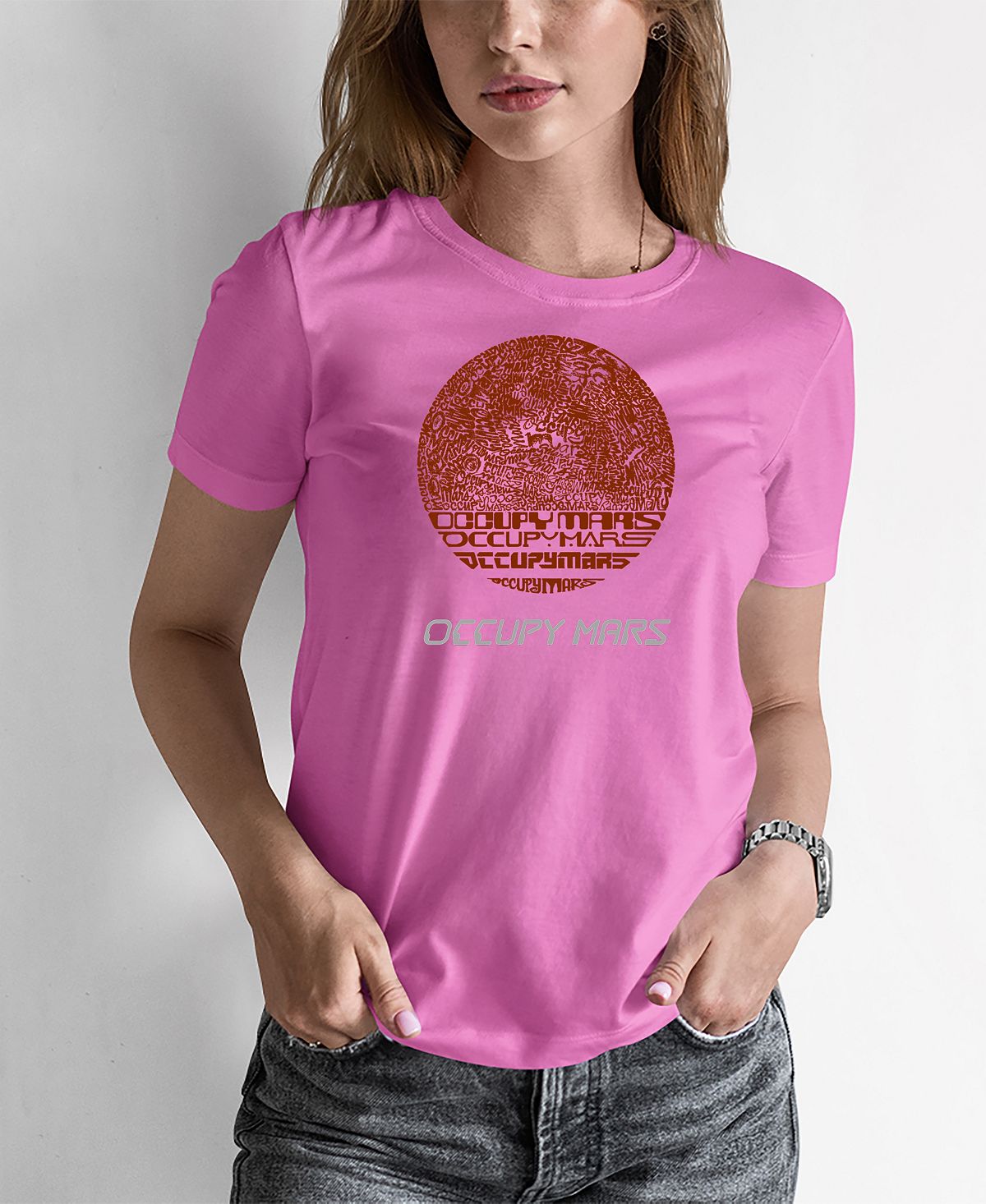 Женская футболка word art occupy mars LA Pop Art, розовый женская футболка word art кошка la pop art розовый