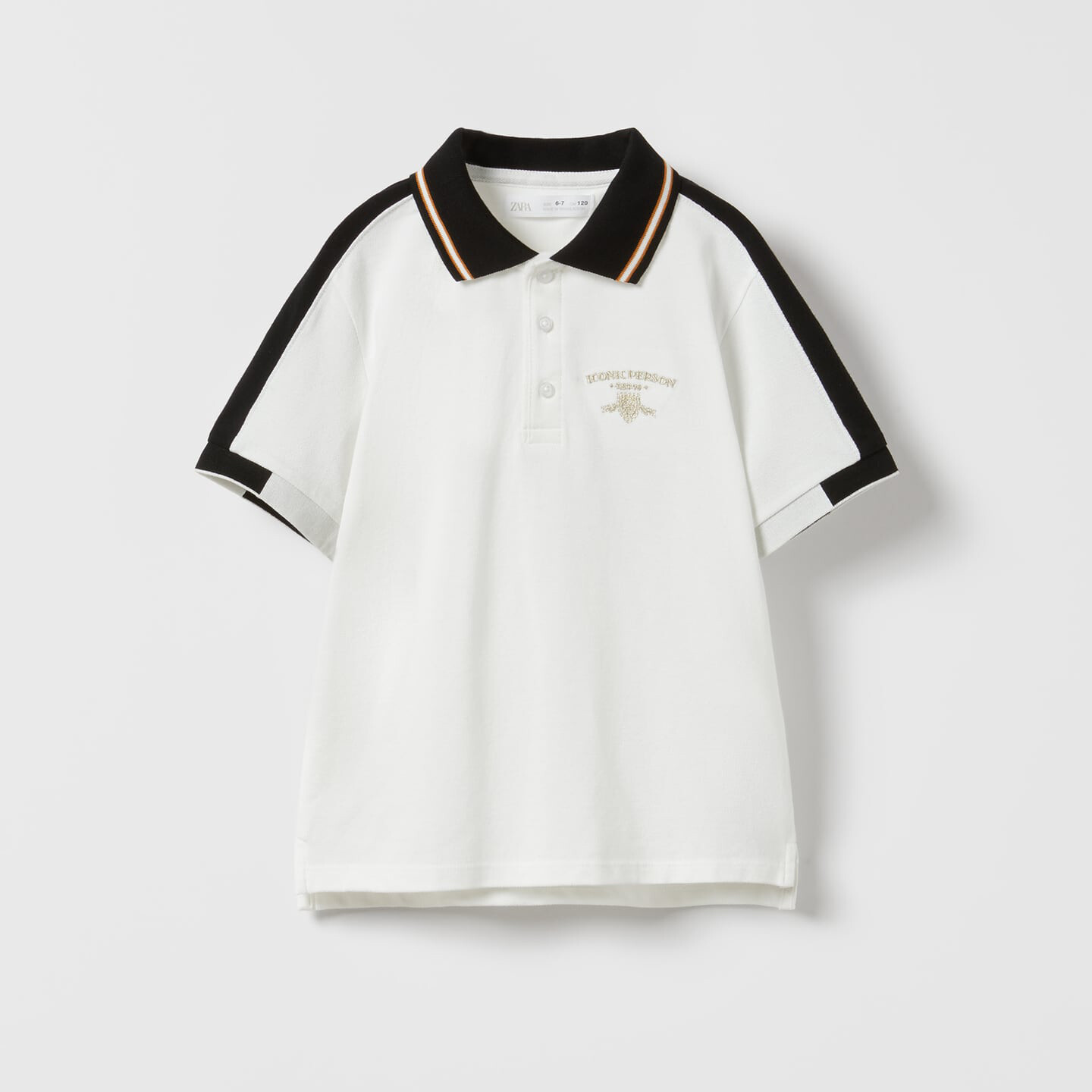 

Футболка Zara Contrast Embroidered Polo, белый