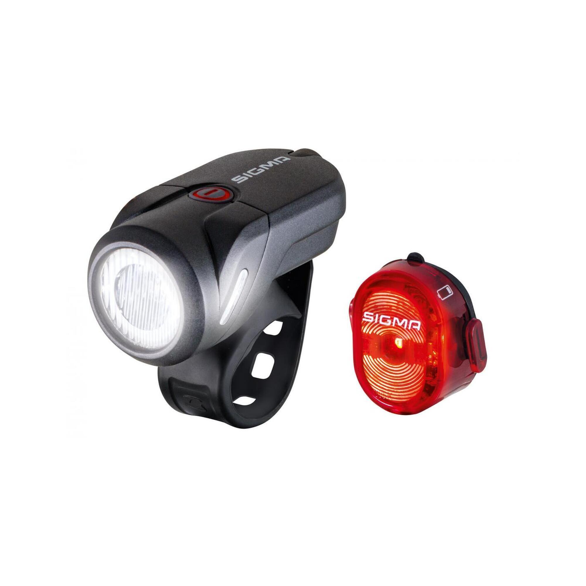 Велосипедный фонарь Sigma Sport Aura 35 USB & Nugget II, черный/красный/красный
