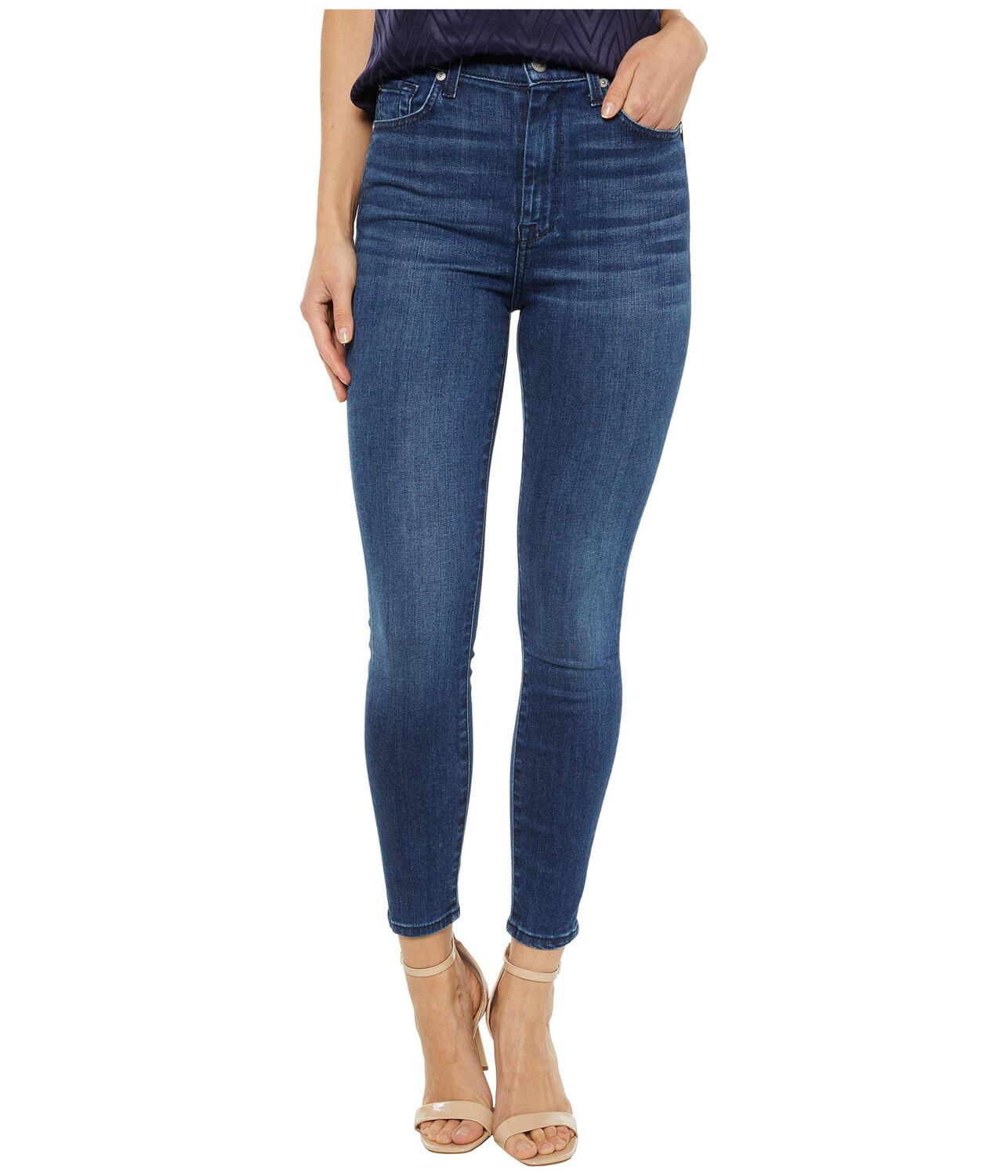 

Джинсы 7 For All Mankind, High-Waist Ankle Skinny in Dark Indigo