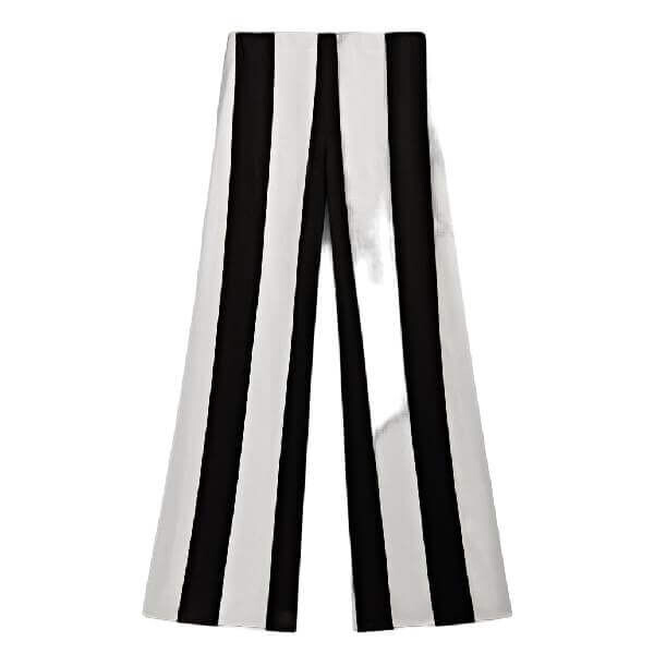 

Брюки Massimo Dutti Satin Wideleg With Stripes Studio, черный/белый