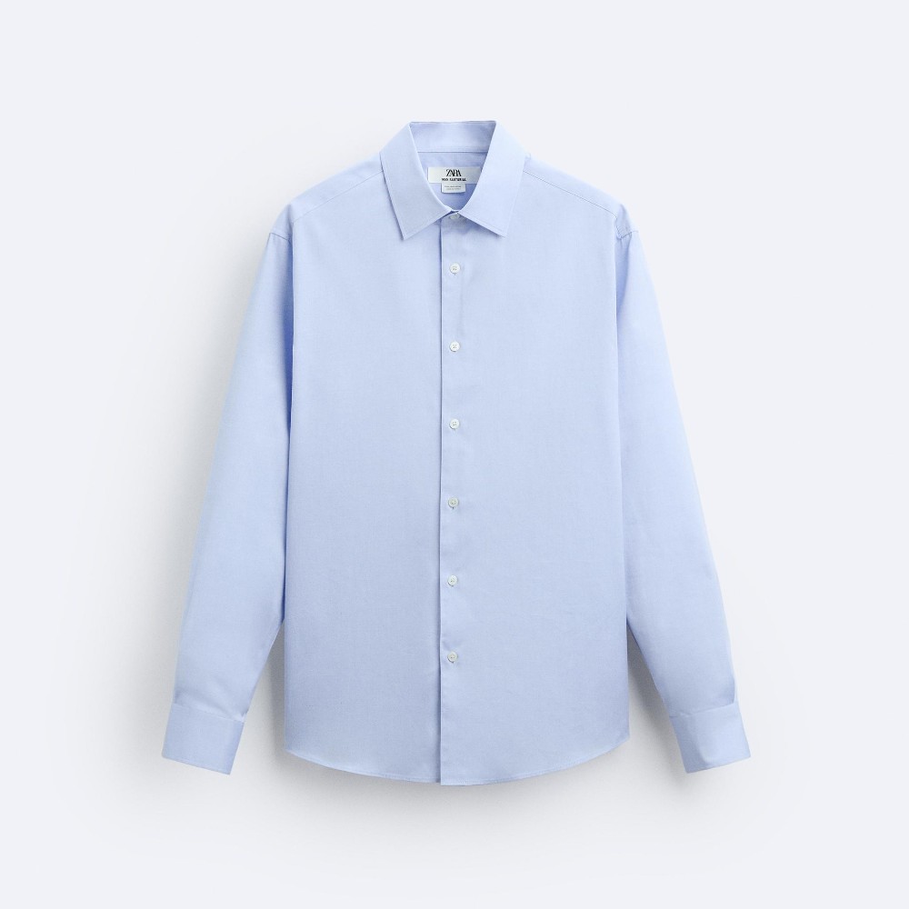 Рубашка Zara Textured Cotton, голубой шорты zara textured cotton песочный