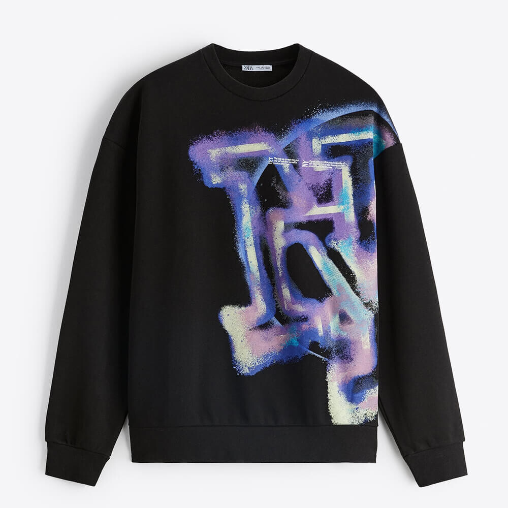 

Свитшот Zara Graffiti Prin, черный