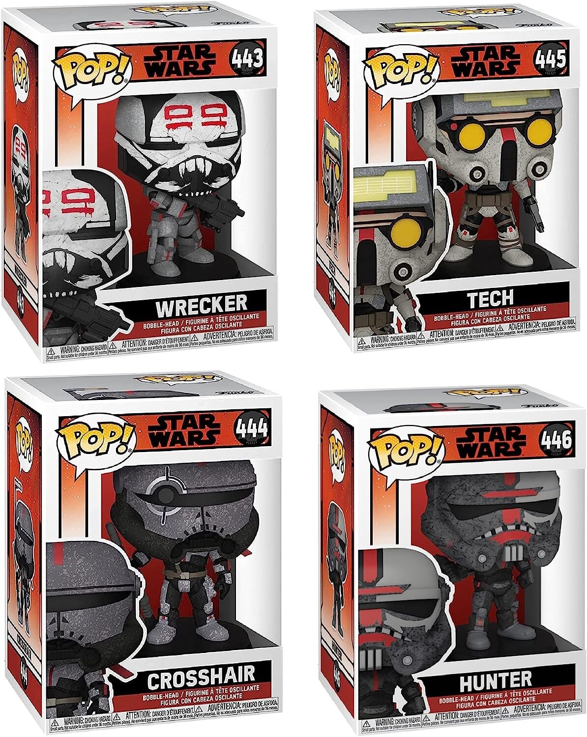 

Набор фигурок Funko POP! Star Wars: Bad Batch Collectors Set - Hunter, Wrecker, Tech, Crosshari, 4 шт