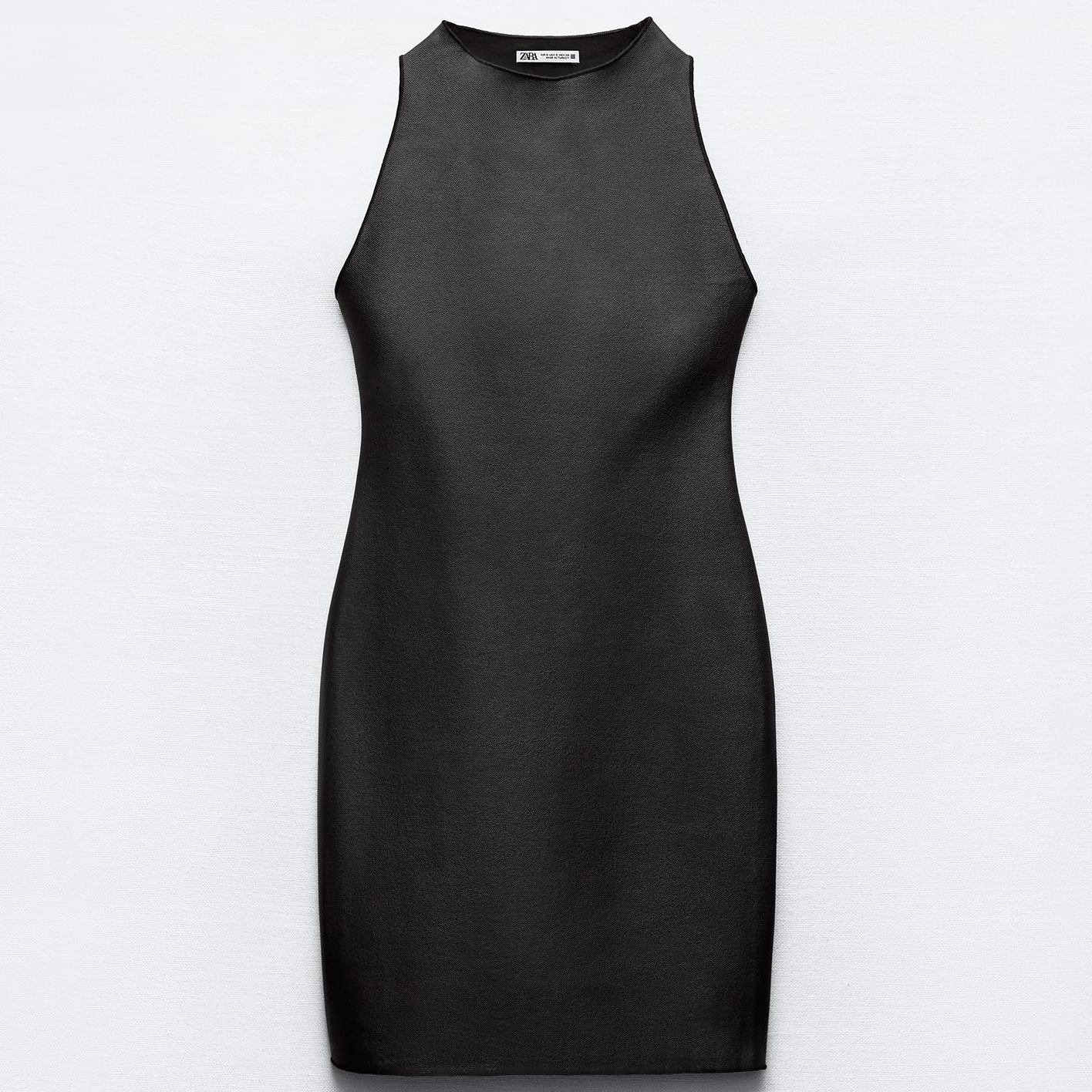 Платье Zara Short Stretch Knit Halter, черный платье zara rhinestone halter черный