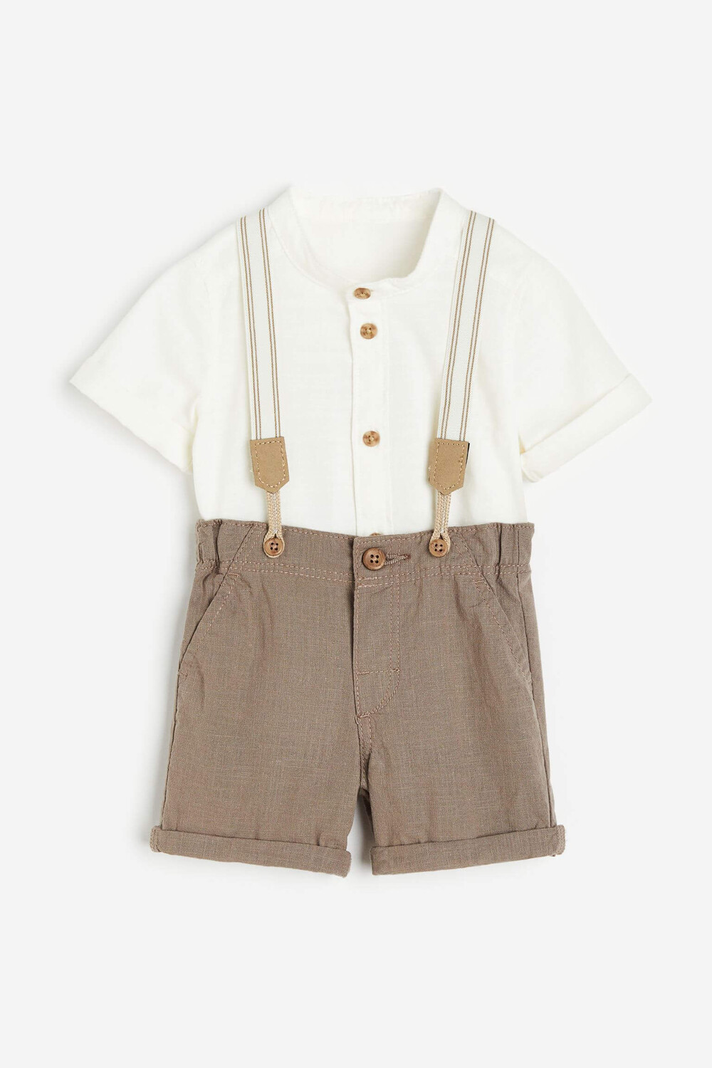 

Комплект детской одежды рубашка и шорты H&M With Suspenders, 2 предмета, белый/коричневый