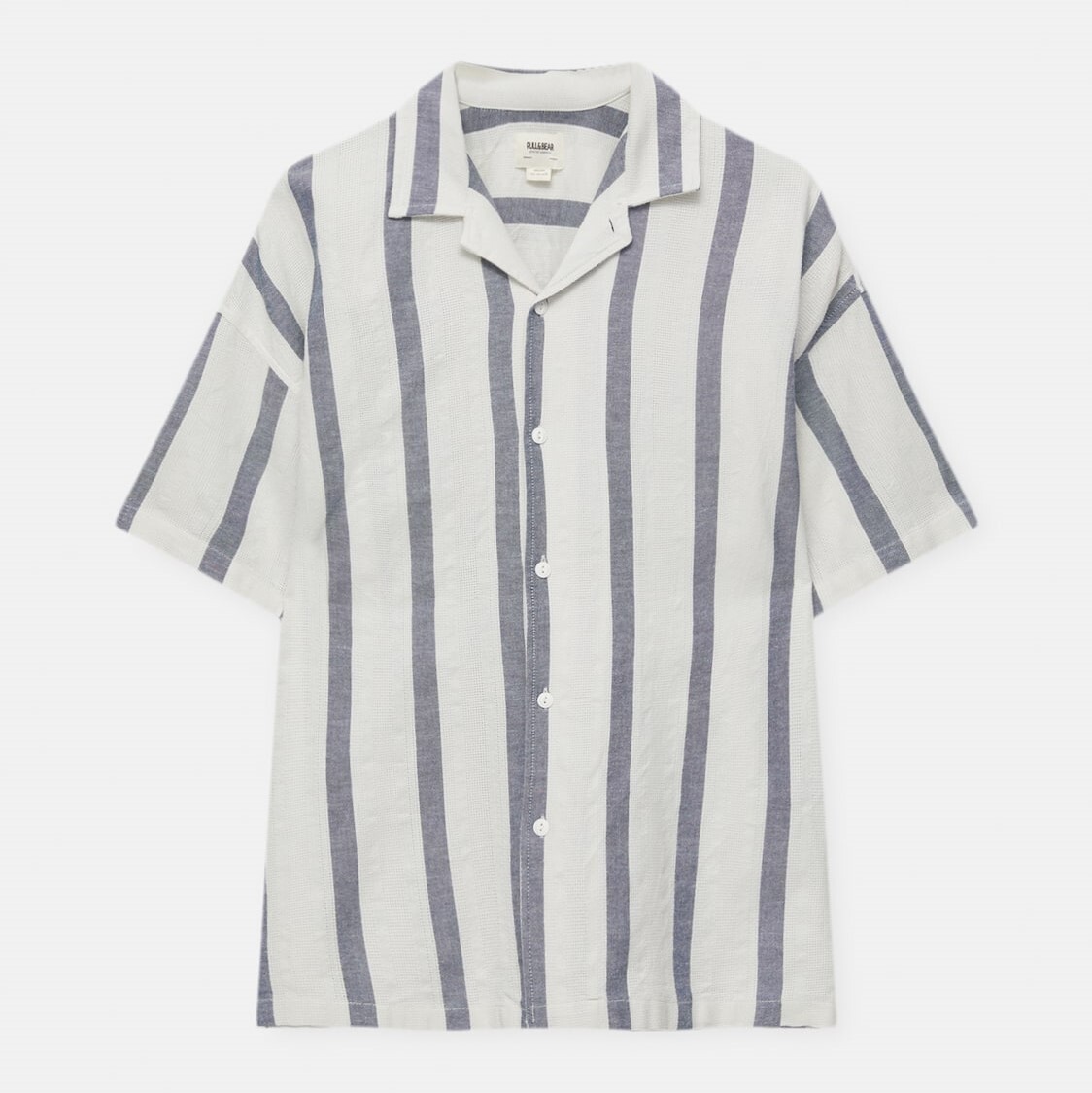 

Рубашка Pull&Bear Striped Short Sleeve, белый/голубой