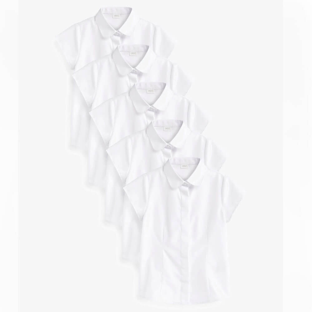 Комплект блузок для девочки Next Short Sleeve School, 5 штук, белый женская шифоновая блузка с отложным воротником повседневная фиолетовая рубашка с отложным воротником весна лето 2021