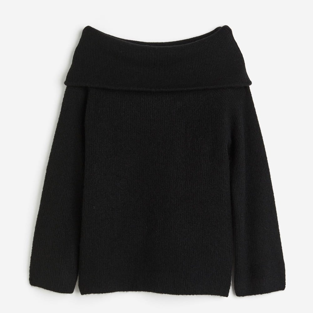 

Свитер H&M Rib-knit Off-the-shoulder, черный, Черный;серый, Свитер H&M Rib-knit Off-the-shoulder, черный