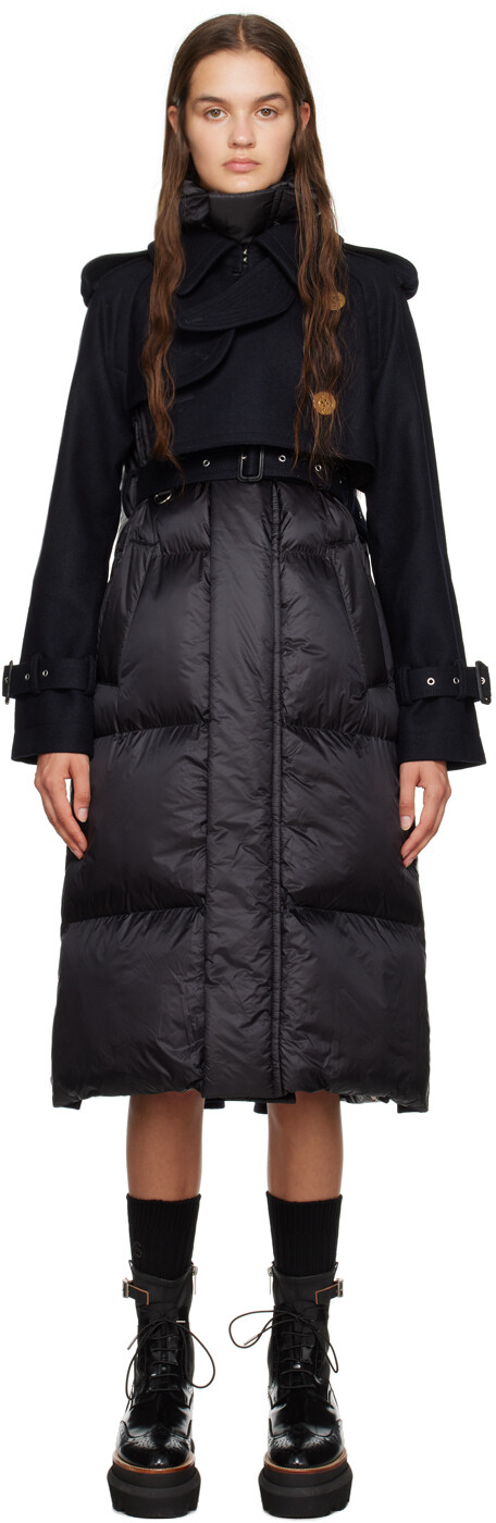 

Черный многослойный пуховик sacai