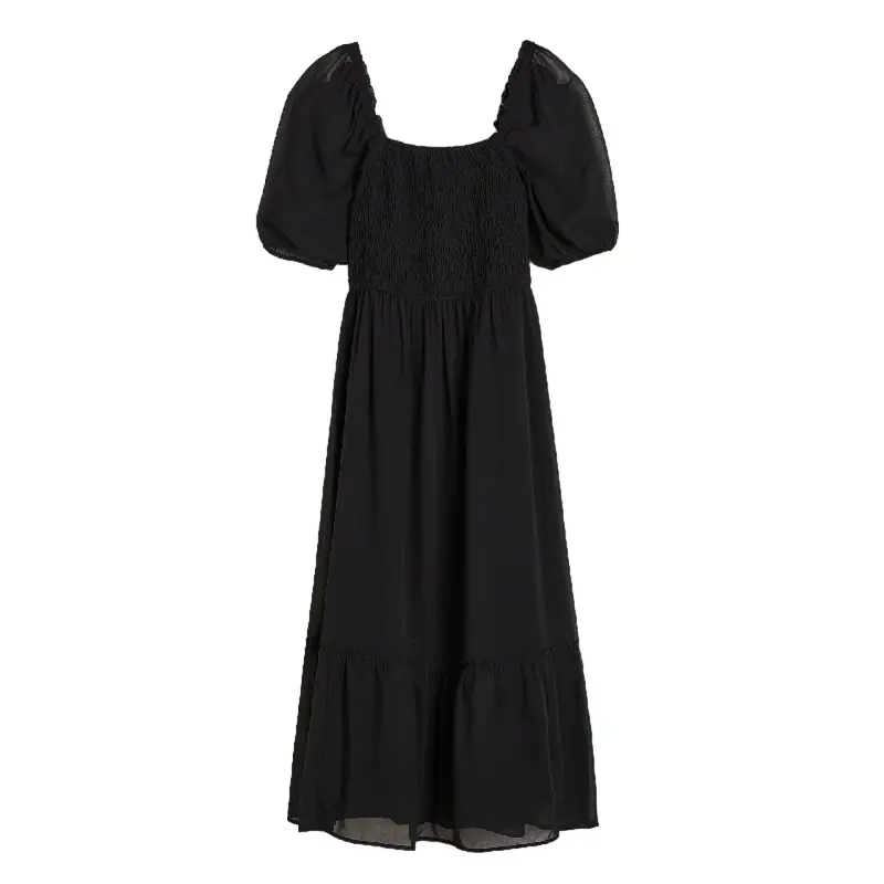 

Платье H&M Puff-sleeved Smocked, черный