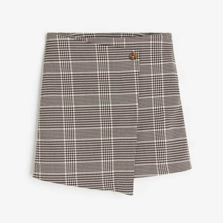 

Юбка H&M Houndstooth-pattern Wrap, темно-коричневый/серый