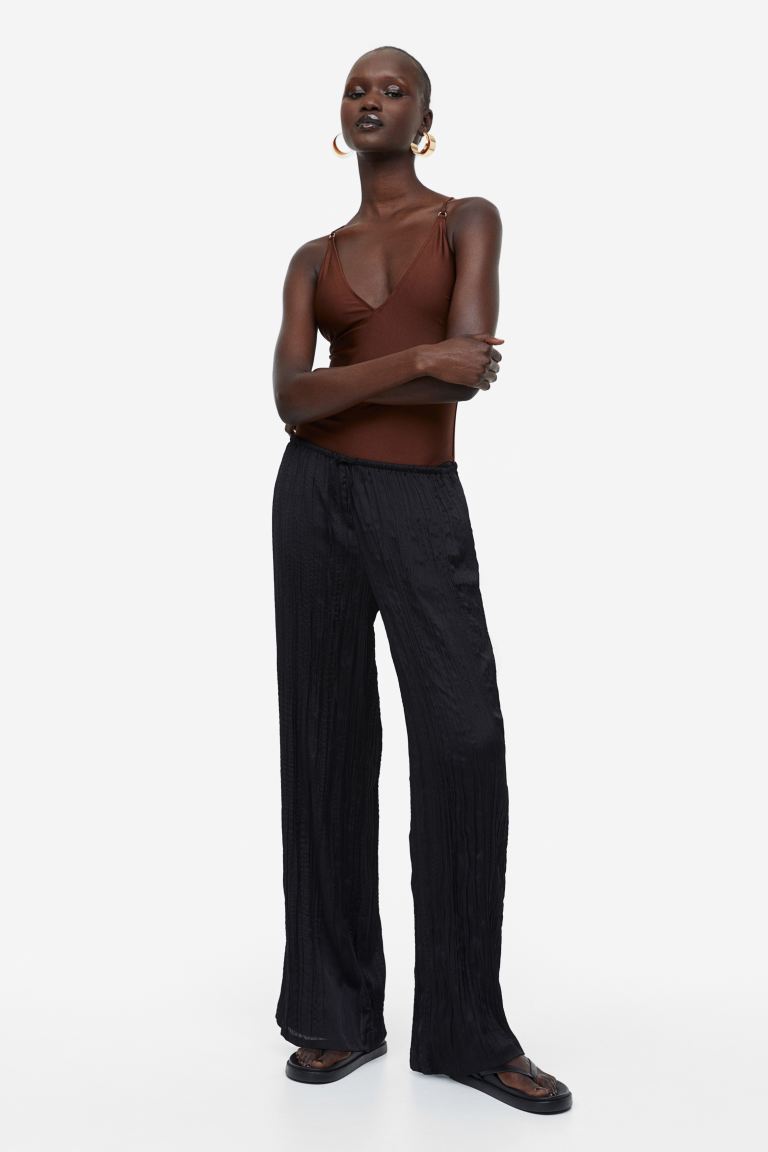 Широкие брюки без застежек H&M, черный