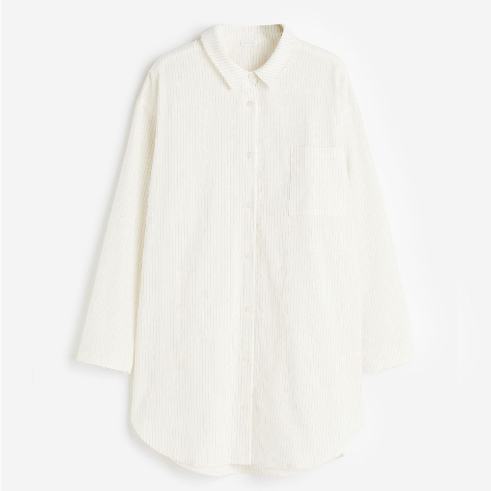 Ночная рубашка H&M Home Linen-blend, белый