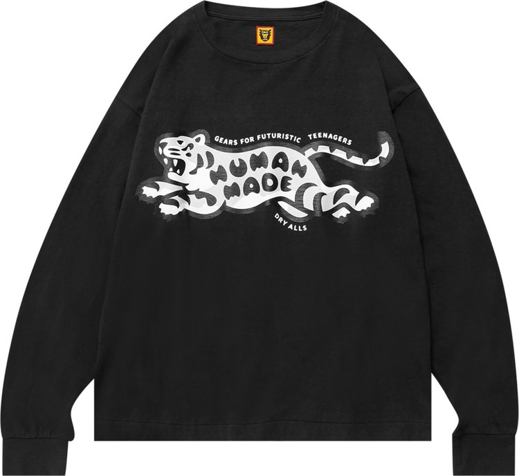 Футболка Human Made Tiger Long-Sleeve T-Shirt 'Black', черный - фото