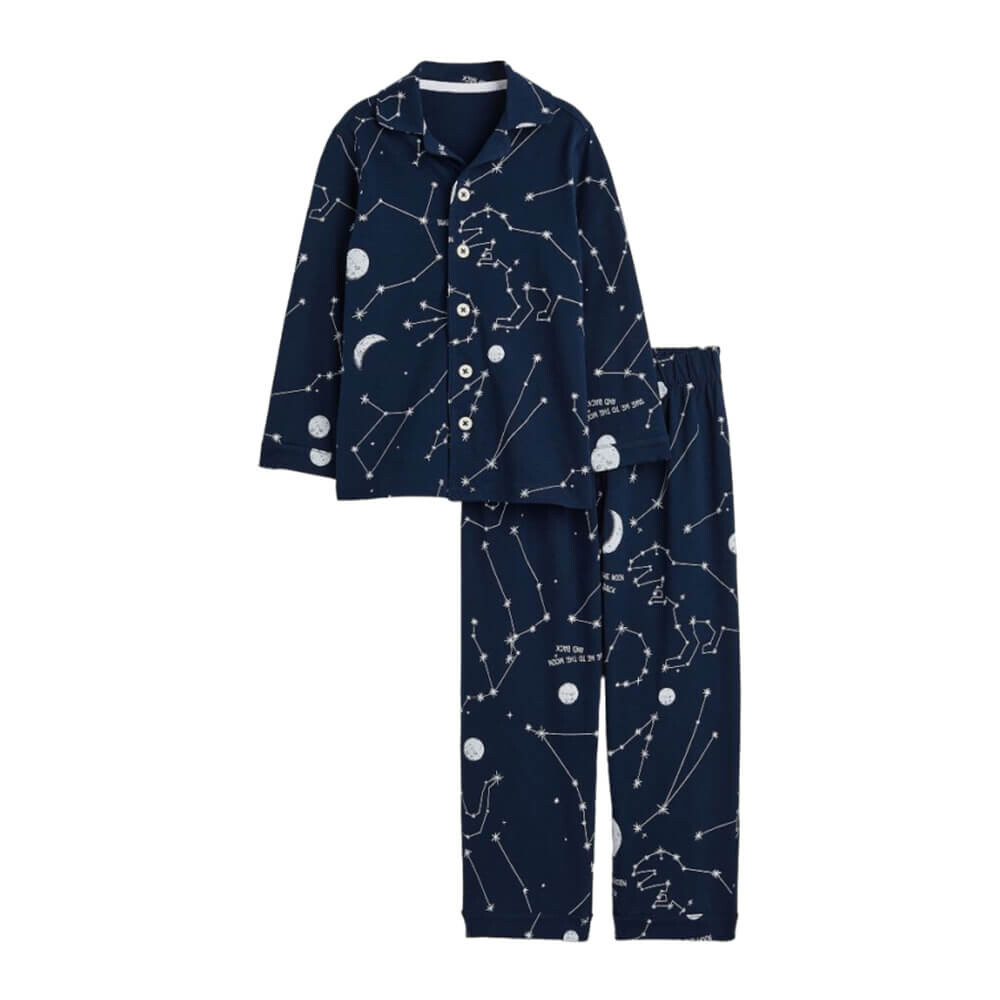 

Пижама из хлопкового трикотажа H&M Constellations, темно-синий