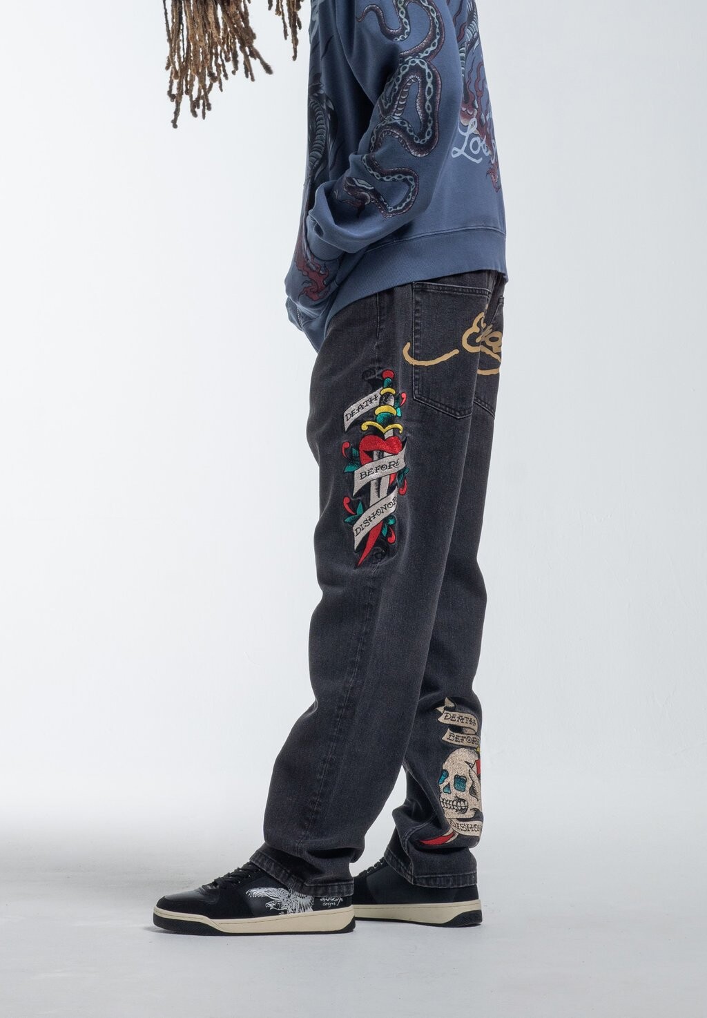 

Джинсы свободного покроя Ed Hardy, черный