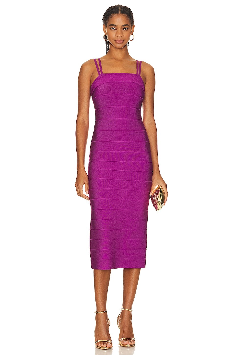 

Платье миди Herve Leger Icon Strappy, цвет Mulberry