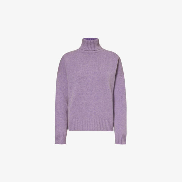 

Джемпер свободного кроя из шерсти с высоким воротником Sporty & Rich, цвет eggplant