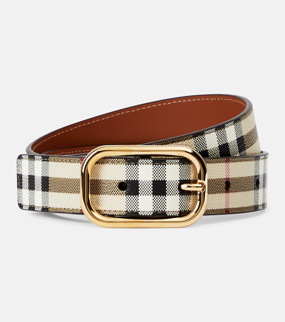 

Ремень в винтажную клетку Burberry, бежевый