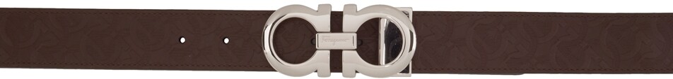 

Коричнево-черный двусторонний ремень Gancini Ferragamo