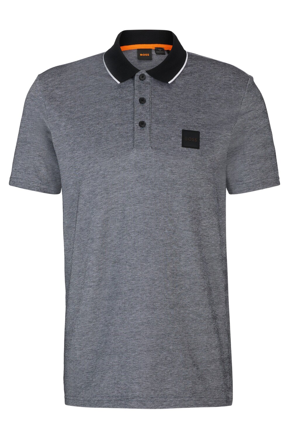 

Футболка поло Boss Cotton-piqué With Twill Logo Badge, черный/серый