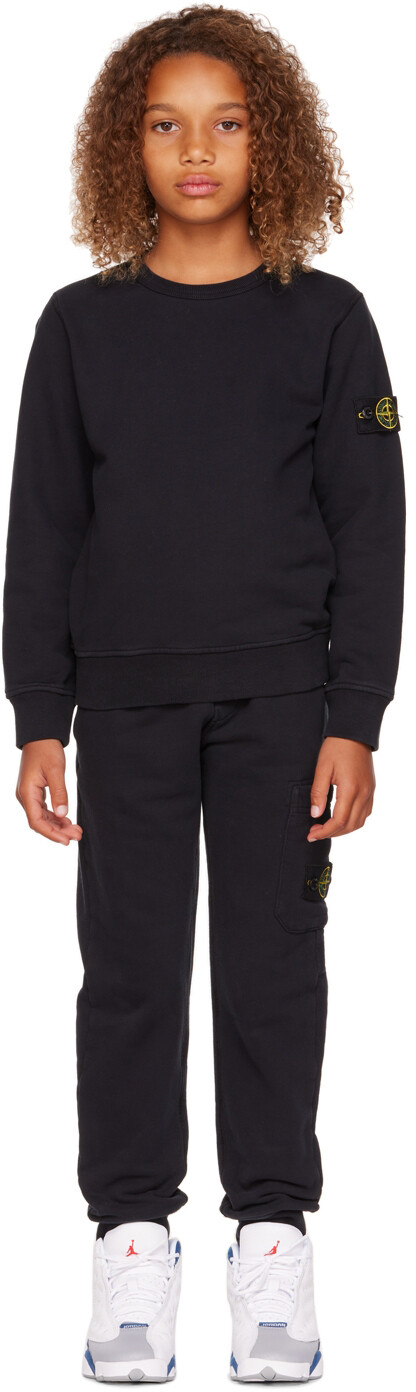 

Детский спортивный костюм темно-синего цвета из хлопка Stone Island Junior, Синий