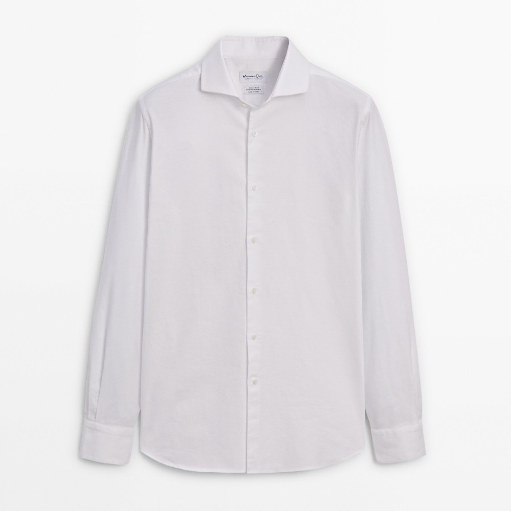 Рубашка Massimo Dutti Slim Fit Easy Iron Oxford, белый рубашка massimo dutti slim fit micro striped oxford голубой