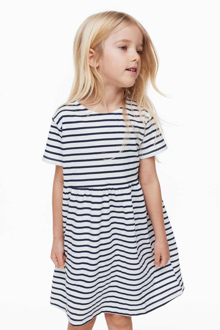 

Платье из хлопкового джерси H&M, белый/полосатый