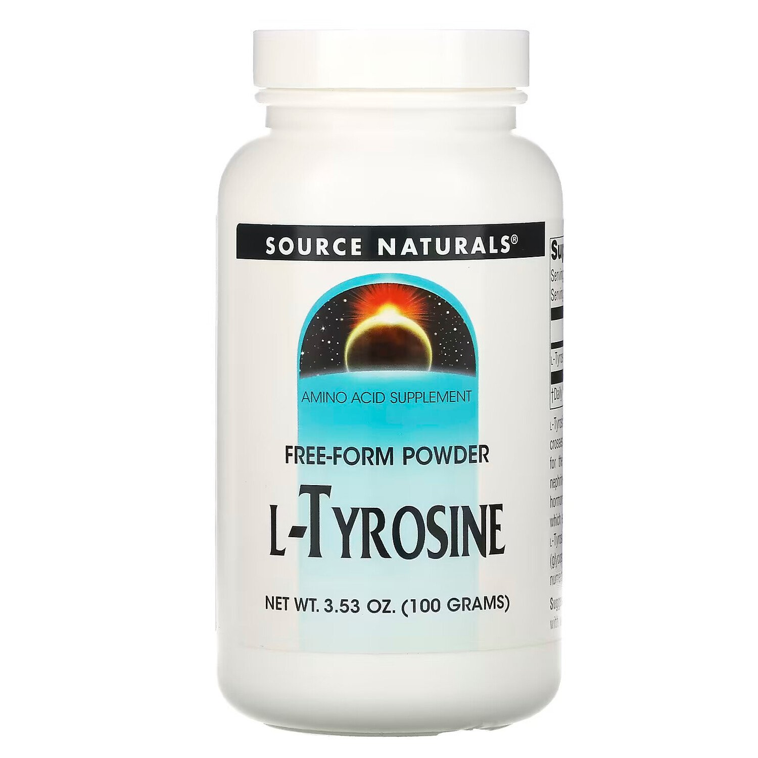 

Source Naturals, L-тирозин, порошок произвольной формы, 3.53 унций (100 г)