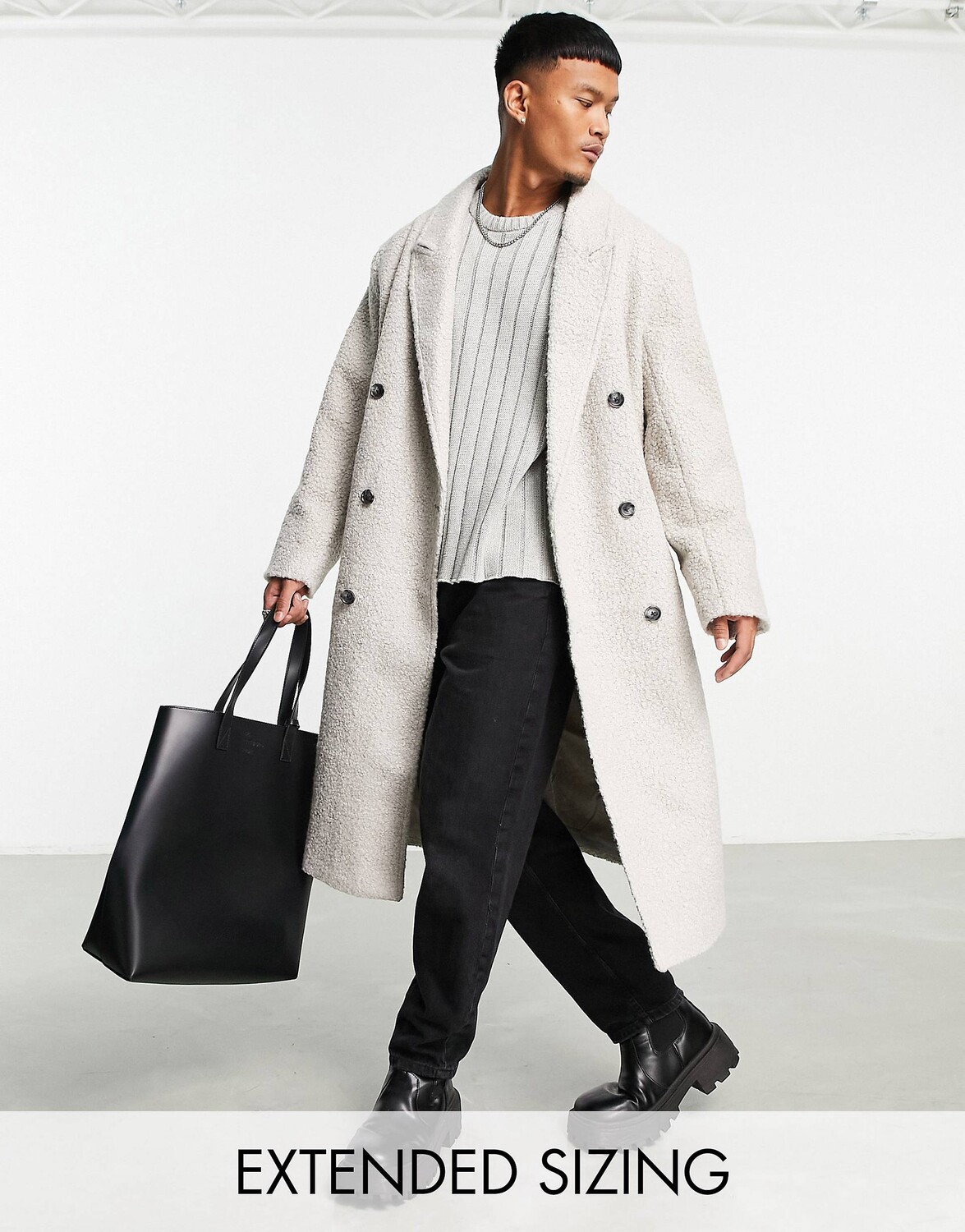 

Серое удлиненное длинное пальто с эффектом шерсти ASOS DESIGN, Серый