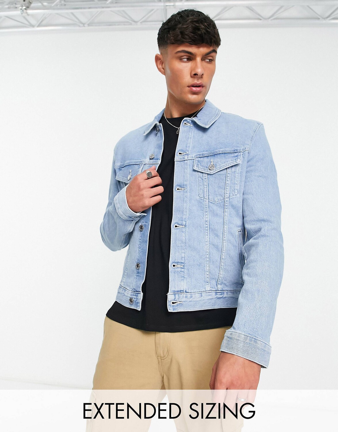 

Светло-каменная джинсовая куртка скинни ASOS DESIGN, Синий