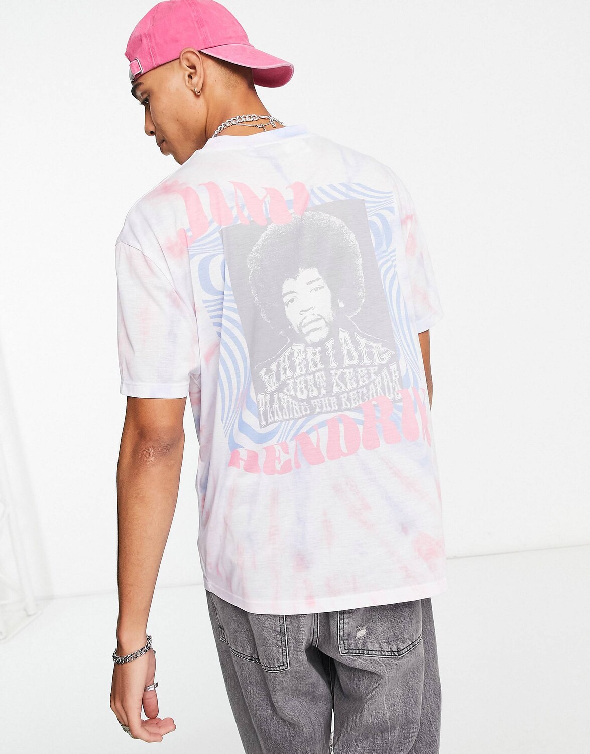 

Футболка ASOS DESIGN с принтом Jimi Hendrix и принтом тай-дай, Серый