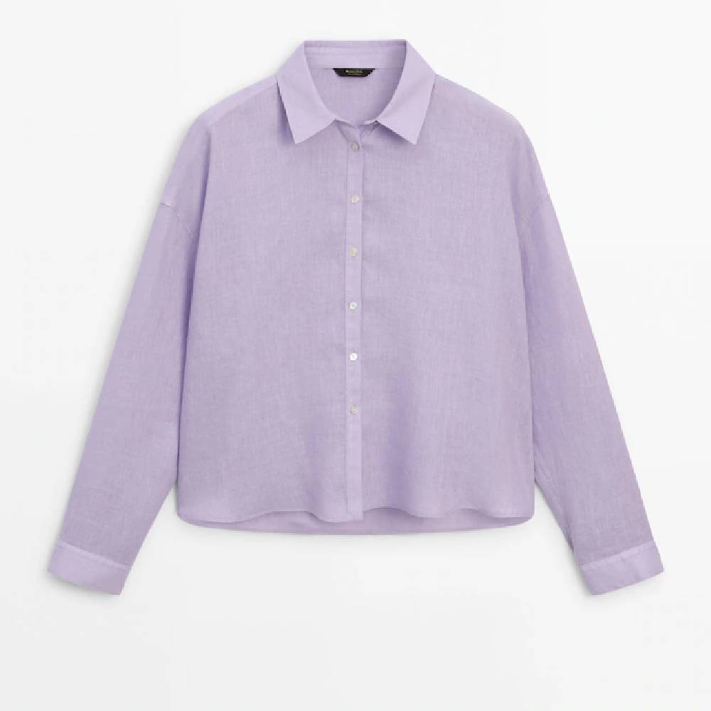 цена Блузка Massimo Dutti Linen, фиолетовый